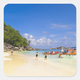 Thailand, Andaman Sea. Passengers onshore at Square Sticker