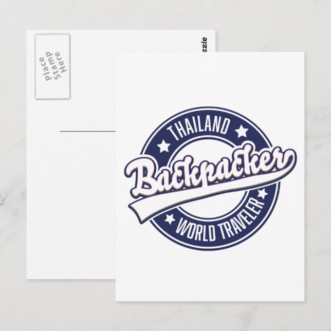 Thailand Backpacker World Traveller logo Postcard (Front/Back)