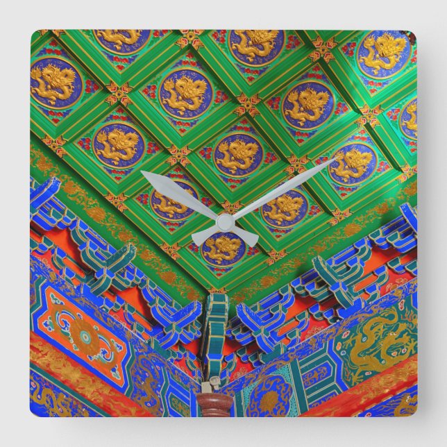 Thailand, Bangkok | Dragon Temple Square Wall Clock (Front)