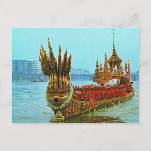 Thailand, Bangkok Royal barge on the river Postcard