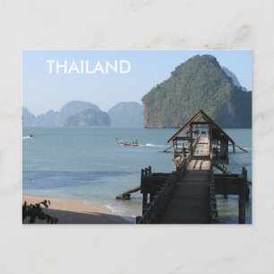 Thailand Beach Phangnga Bay Longtail Boats Postcard