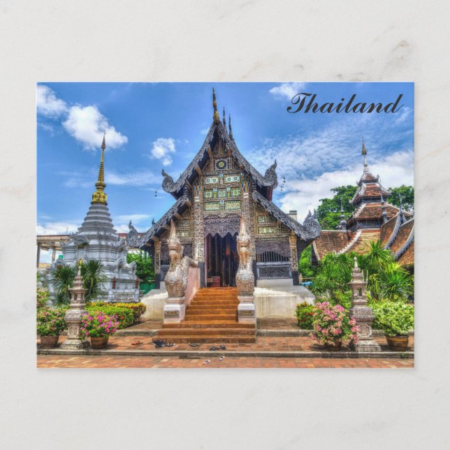 Thailand Chiang Mai Buddhist Temple Photo Postcard (Front)