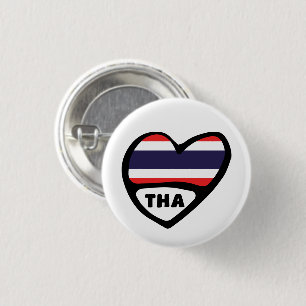 Thailand Country Code Flag Heart Pin Badge, THA