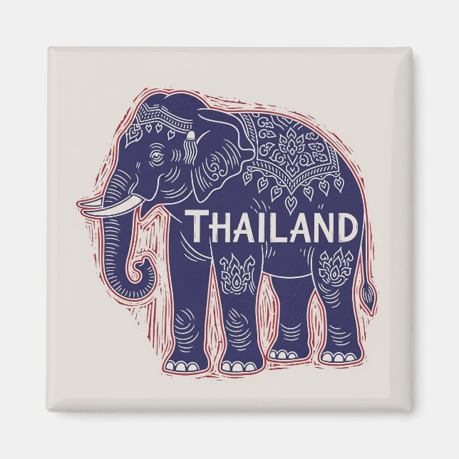 Thailand Elephant Block Print Magnet (Front)