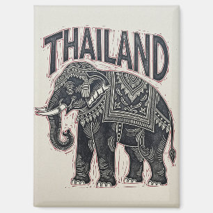 Thailand Elephant Block Print Magnet