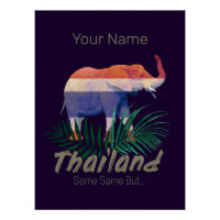 Thailand Elephant Flag Jungle Leaves Thai Souvenir