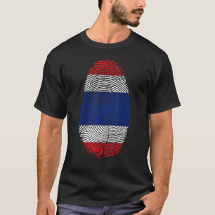 Thailand Flag Fingerprint It Is In My Dna Thai Pe T-Shirt