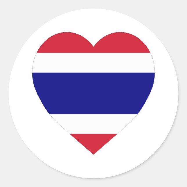 Thailand Flag Heart Classic Round Sticker (Front)