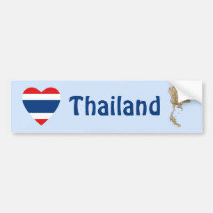 Thailand Flag Heart + Map Bumper Sticker