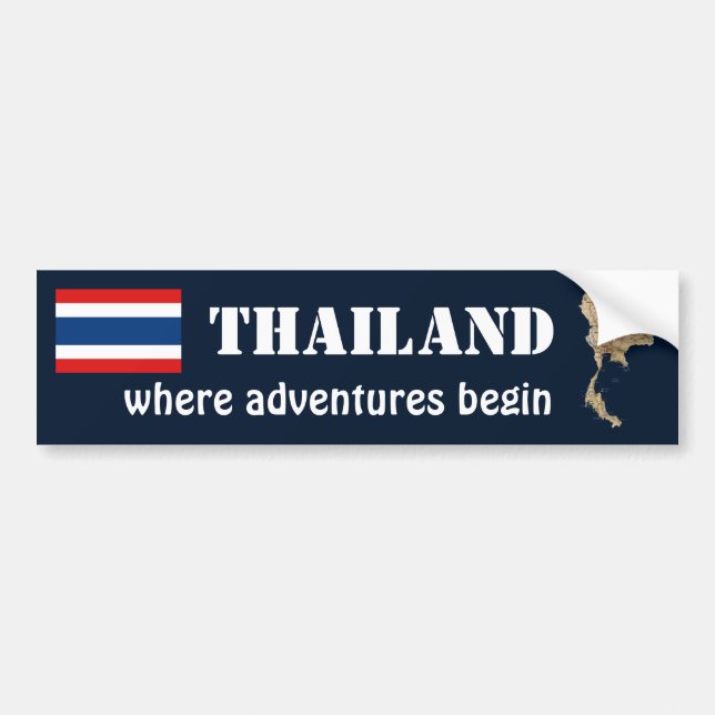 Thailand Flag + Map Bumper Sticker (Front)