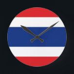 Thailand Flag Round Clock<br><div class="desc">I like the way this looks and I hope you do too!  Thanks for stopping by!  Feel free to customise this to meet your needs.  Have a wonderful day!</div>