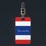 Thailand flag Thai Luggage Tag<br><div class="desc">Thailand flag Thai
The flag of the Kingdom of Thailand shows five horizontal stripes in the colours red,  white,  blue,  white and red,  with the central blue stripe being twice as wide as each of the other four.
#thailand #thai #kingdom #flag</div>