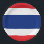 Thailand flag Thai Paper Plate<br><div class="desc">Thailand flag Thai
The flag of the Kingdom of Thailand shows five horizontal stripes in the colours red,  white,  blue,  white and red,  with the central blue stripe being twice as wide as each of the other four.
#thailand #thai #kingdom #flag</div>
