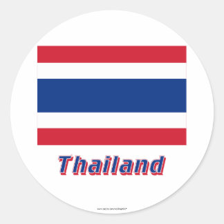 Thailand Flag with Name Classic Round Sticker