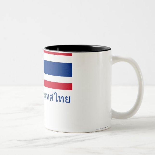 Thailand Flag with Name in Thai Two-Tone Coffee Mug (Right)