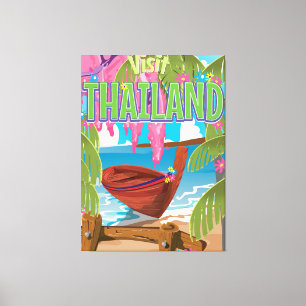 Thailand fun vintage travel poster canvas print
