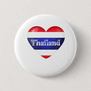 Thailand Heart Flag 6 Cm Round Badge