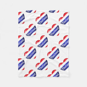 Thailand Heart Flag Fleece Blanket