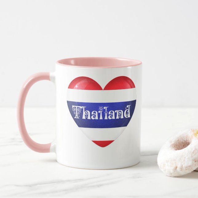 Thailand Heart Flag Mug (With Donut)