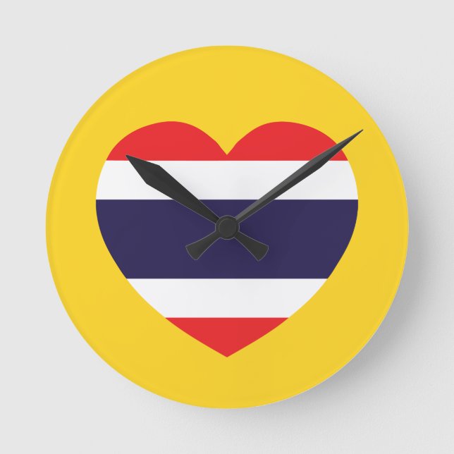 Thailand Heart Flag Round Clock (Front)