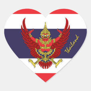 Thailand Heart Sticker, Patriotic Thai Flag Sticker