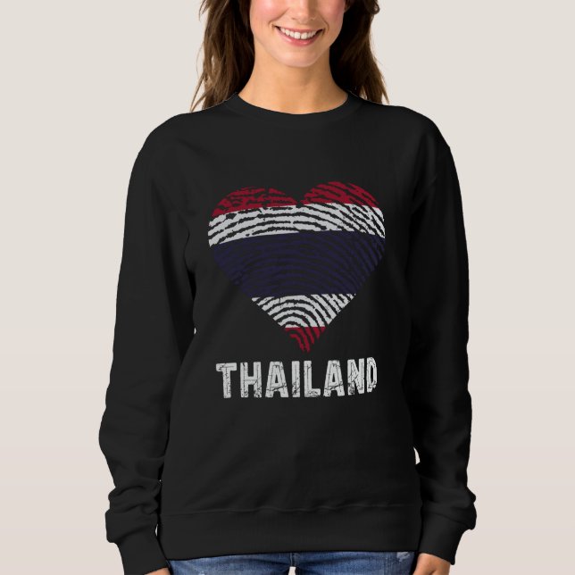 Thailand Heart Thumbmark Thai Roots Thai Pride Tha Sweatshirt (Front)