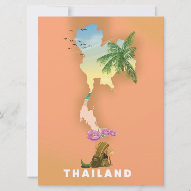Thailand illustrated map invitation (Front)