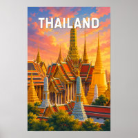 Thailand Illustration Travel Art Vintage