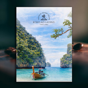 Thailand, Koh Lao Lading Island Watercolor Postcard