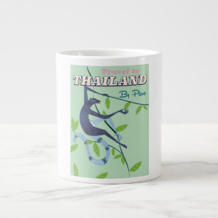 Thailand Monkey vintage travel print Large Coffee Mug