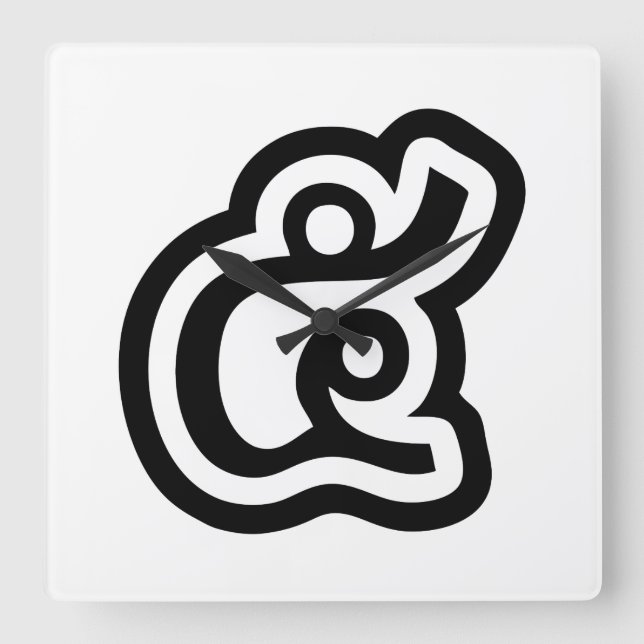 Thailand Number 5 / Five / ๕ (Haa/Ha) Thai Script Square Wall Clock (Front)