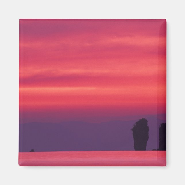 Thailand, Phang Nga Bay. Pink sky reflected in Magnet (Front)