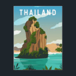 Thailand Phuket Retro Postcard<br><div class="desc">Thailand vector artwork design. It consists of the island of Phuket,  the country's largest island,  and another 32 smaller islands off its coast. It lies off the west coast of mainland Thailand in the Andaman Sea.</div>