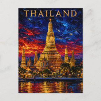 Thailand: Radiant Sunset Wat Arun Art Souvenir Postcard