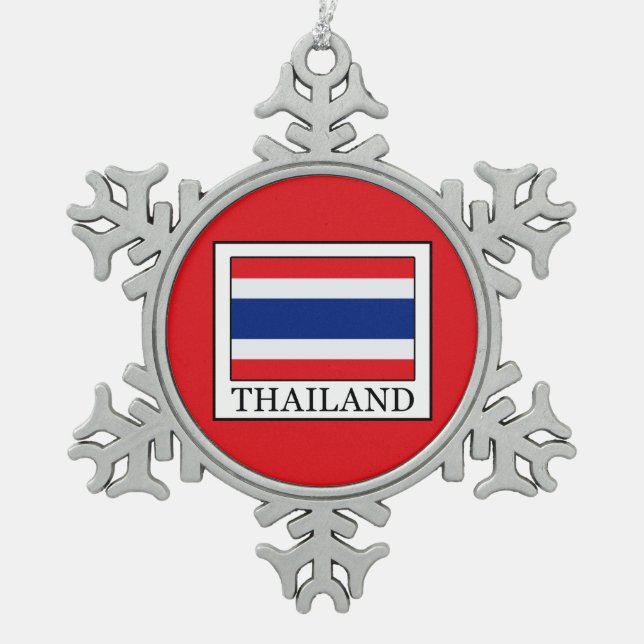 Thailand Snowflake Pewter Christmas Ornament (Front)