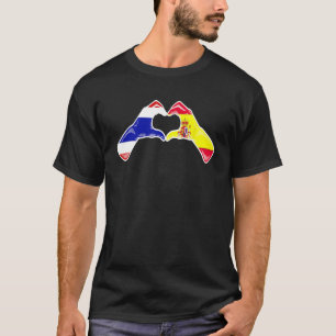 Thailand Spain Flag Thai Spanish Heart T-Shirt