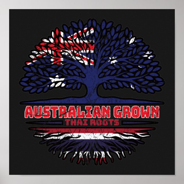 Thailand Thai Australian Australia Tree Roots Flag Poster (Front)