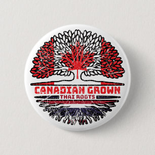 Thailand Thai Canadian Canada Tree Roots Flag 6 Cm Round Badge