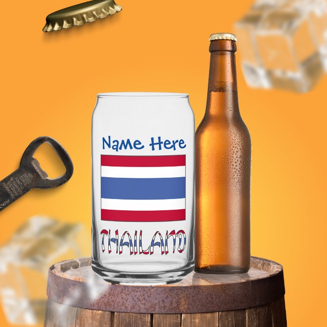 Thailand Thai Flag Blue Personalised Can Glass (Creator Uploaded)