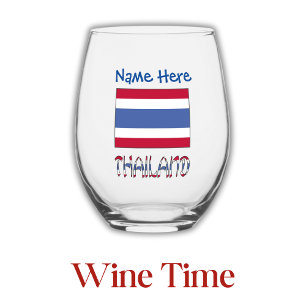 Thailand Thai Flag Blue Personalised Stemless Wine Glass