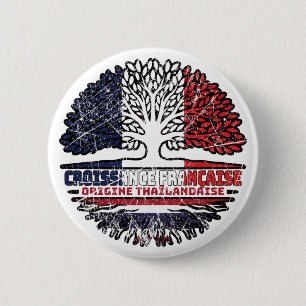 Thailand Thai French France Tree Roots Flag 6 Cm Round Badge