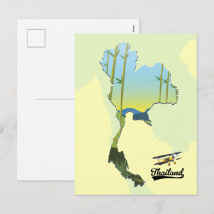 Thailand Travel map Holiday Postcard
