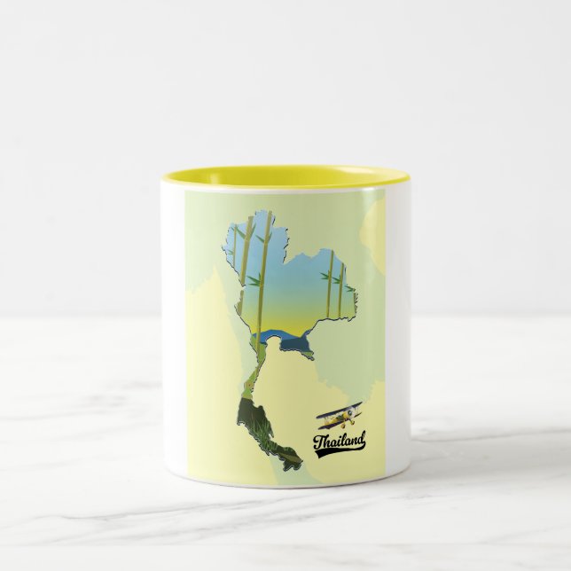 Thailand Travel map Two-Tone Coffee Mug (Center)