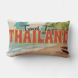 Thailand Travel poster Lumbar Cushion