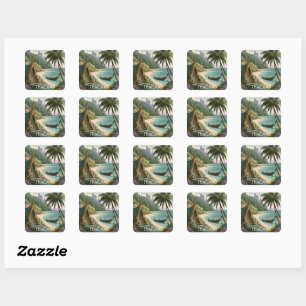 Thailand Tropical Illustration Square Sticker