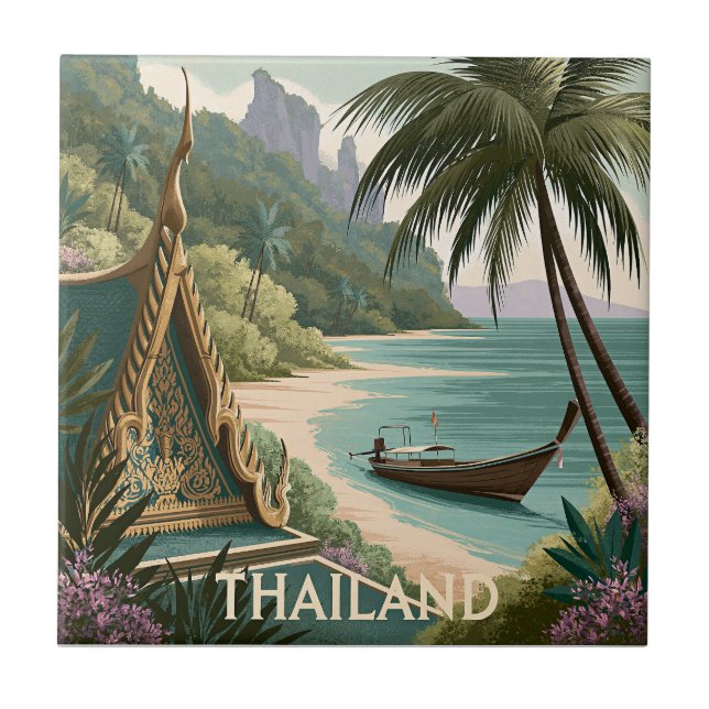 Thailand Tropical Illustration Tile (Front)
