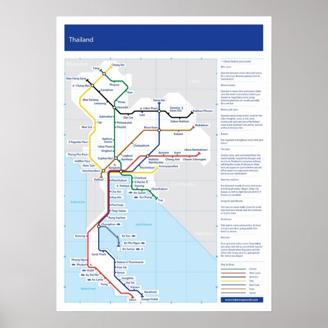Thailand tube map poster (Front)