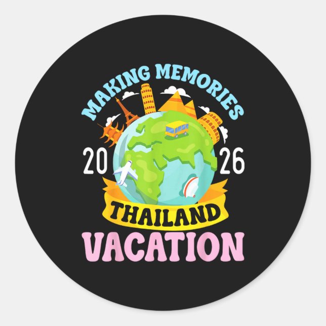 Thailand Vacation 2026 Travel Making Memories Fami Classic Round Sticker (Front)