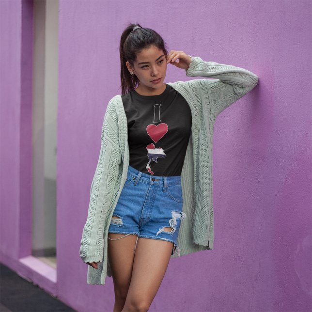 Thailand Vertical I Love Thai Flag Map Womens T-Shirt (Creator Uploaded)