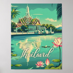 Thailand Vintage Famous Travel Place Poster